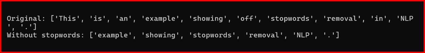 Picture showing the collection after removing stop words